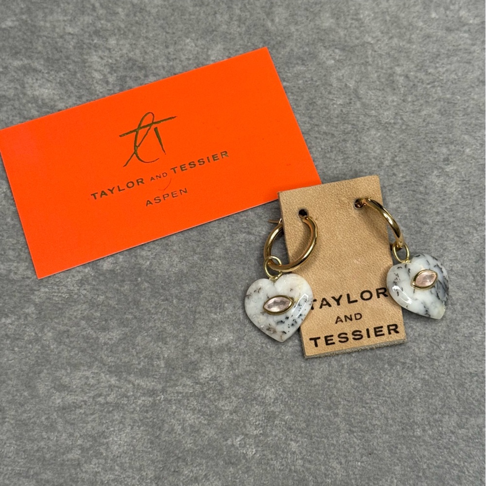 NWT Taylor & Tessier Heart Stone Drop Earrings